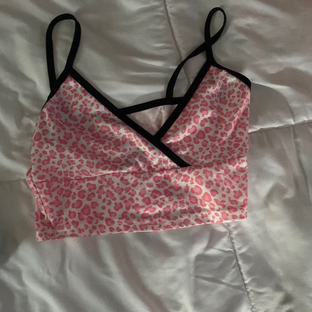 cheetah print cross crop top tank